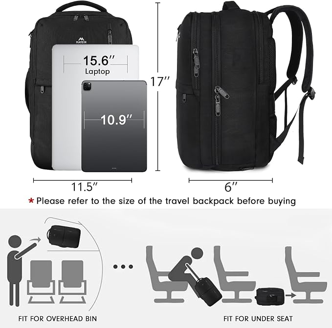 MATEIN Travel Laptop Backpack, Flight Approved Carry on Backpack Shoe - Image 2