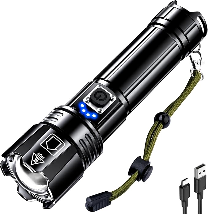 AKNEAR Rechargeable LED Flashlight 99000 High Lumens, Super Bright Flashlights by AKNEARHeadlampRechargeable