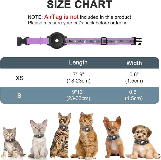 Reflective AirTag Cat Collar, Integrated Cat Tracker Collar - Image 6