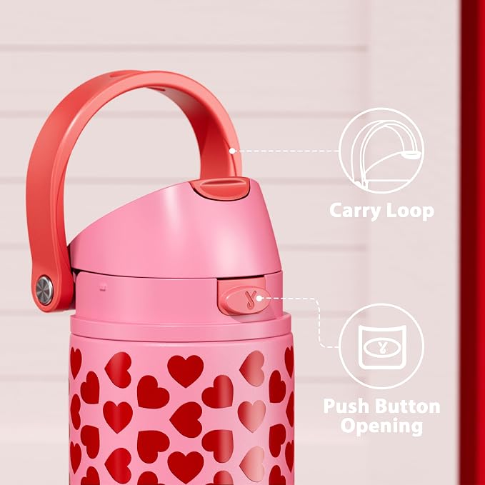 24 oz Valentine's Day Water Bottle: Meoky Stainless Steel Heart Water Bottle - Image 4