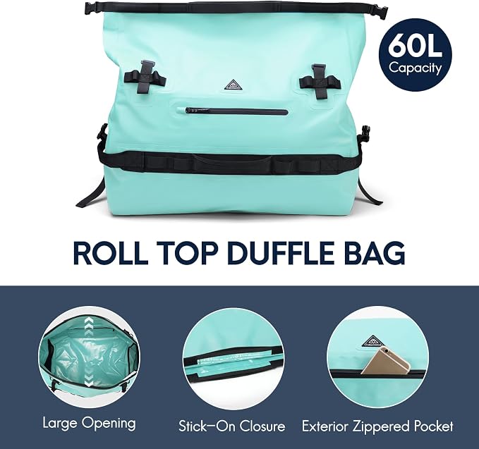 Haimont Large Waterproof Duffel Backpack Roll-Top Heavy Duty Dry Duffle Bag - Image 4