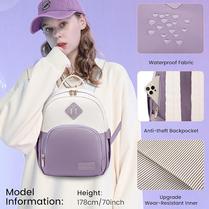 LOVEVOOK Mini Backpack for Women Light Weight Small Waterproof Backpack Purses - Image 6