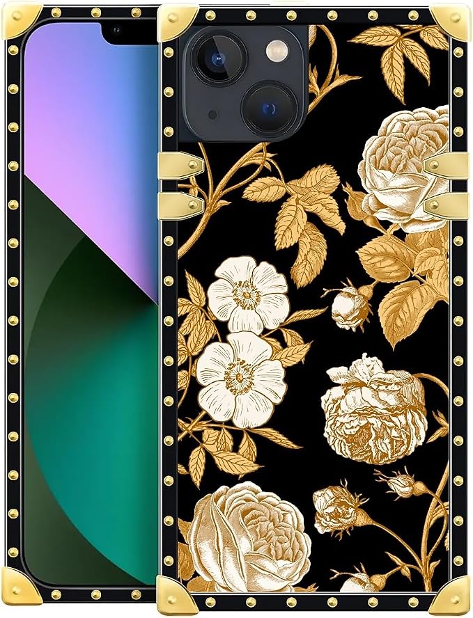 Compatible with iPhone 13 Case, Blooming Rose Golden Flower Luxury Golden by Unknown