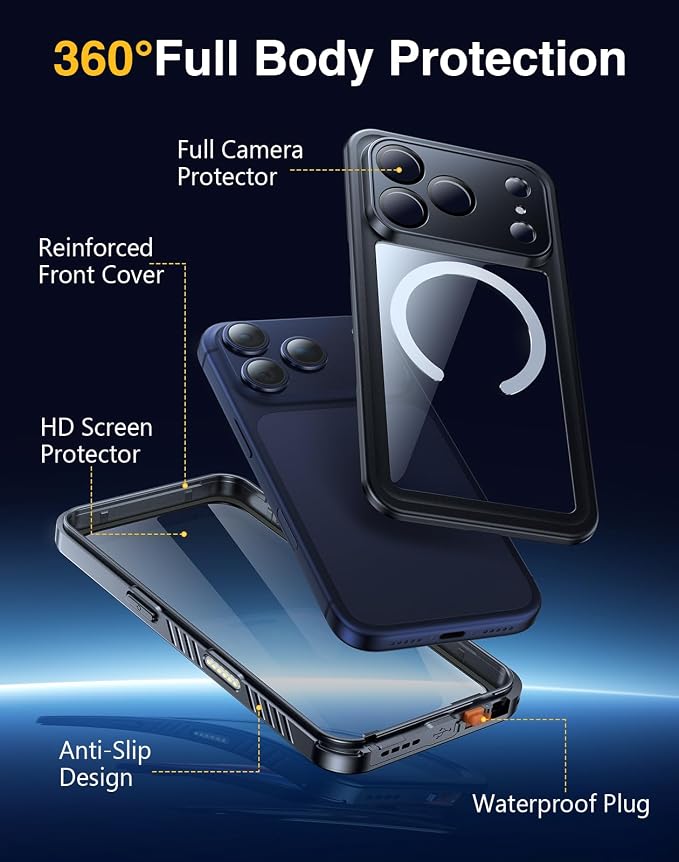 Lanhiem Magnetic for iPhone 17 Pro Max Case Waterproof, Built in Screen - Image 5