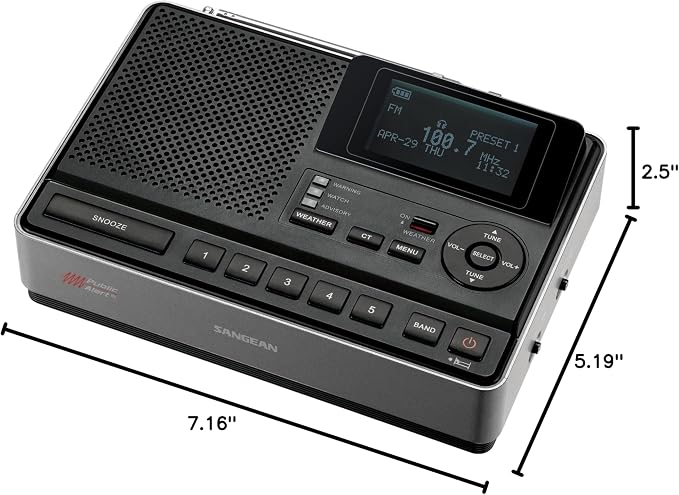 Sangean CL-100 NOAA, S.A.M.E and Public Alert Certified Weather Alert Table-Top - Image 7