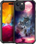 for iPhone 15 Case, Star Two Wolfs Howling Pattern Graphic Design Girl Boy Soft by FKBRCL4U