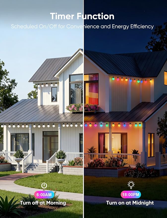 APPECK Outdoor String Lights 50ft, RGBW Color Changing Patio Lights - Image 8