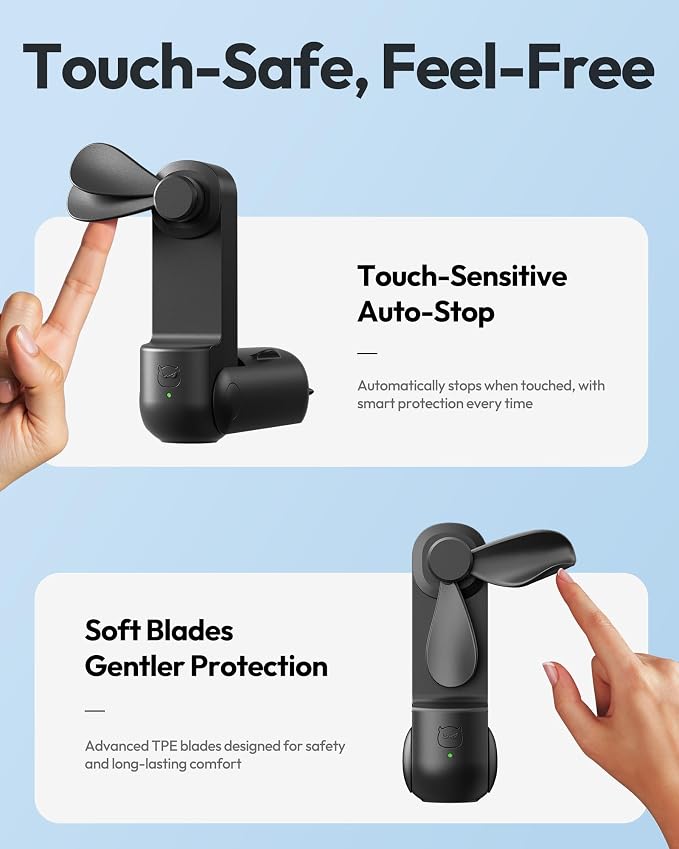 Gaiatop Portable Handheld Fan, 3 in 1 Mini Fan Handheld, Foldable Personal Fans - Image 6