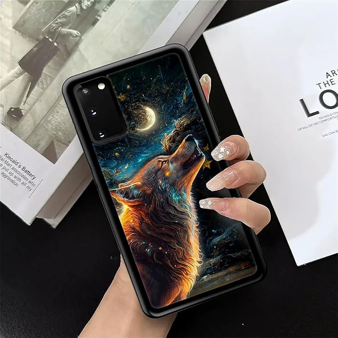 for Samsung Galaxy S20 Case, Star Cave Hungry Wolf Pattern Graphic Design Girl - Image 7