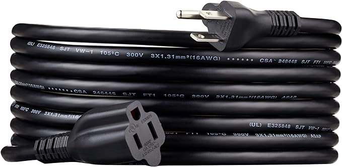 Amazon Basics Extension Cord, 15 Ft, 3-Prong Outlet Extender, 13 Amps by AmazonBasics