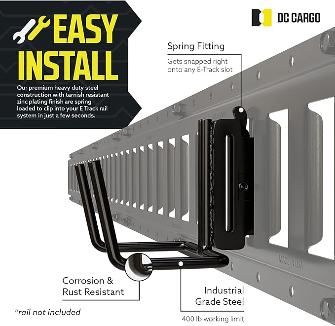 DC Cargo Mall Dual Arm Tool Hook Hanger E Track Accessories 3" Deep - Image 3