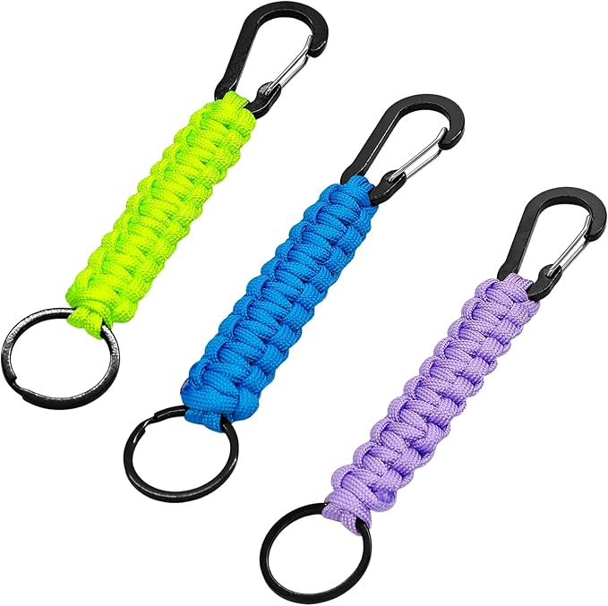 3PCS Paracord Keychain with Carabiner Clip, Braided Rope Key Chain Lanyard by AUXBC