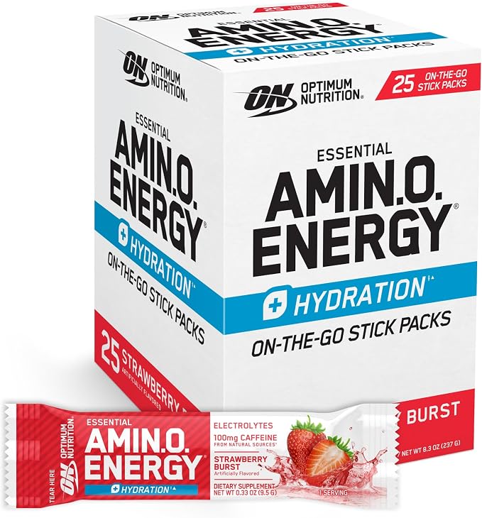 Optimum Nutrition Amino Energy Plus Hydration Packets, On-The-Go Energy Powder by OPTIMUMNUTRITION