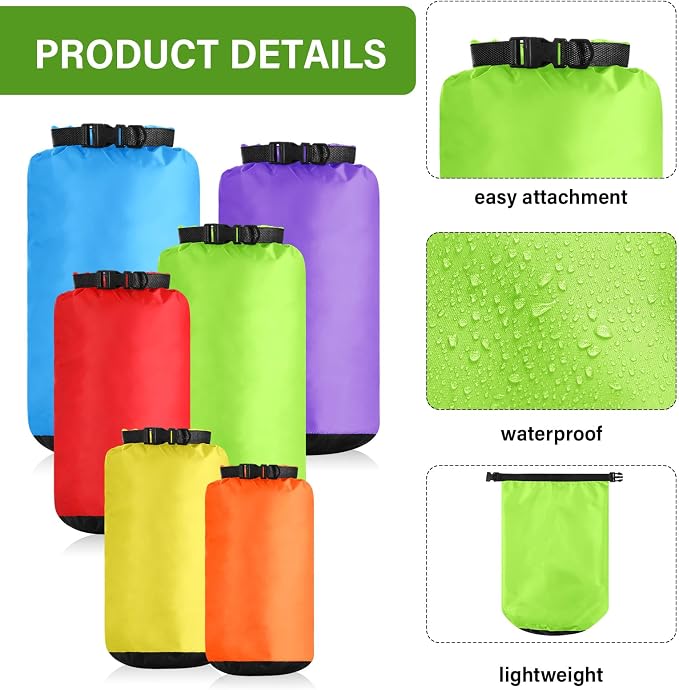 6 Pcs Waterproof Dry Bag Sack Lightweight Outdoor Dry Bags 35 L, 20 L, 15 L - Image 3