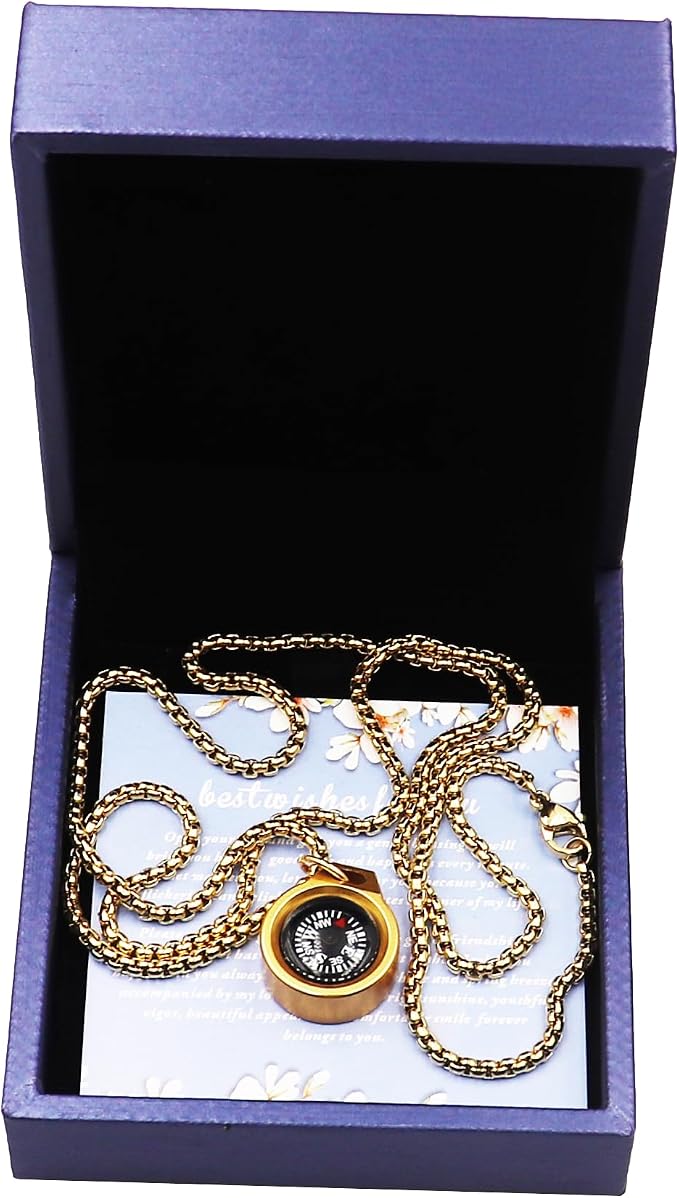 Engraved Compass Necklace, Navigation Compass Necklace - Image 7