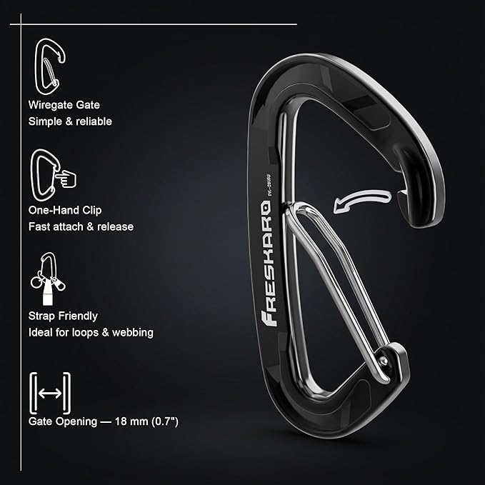 FresKaro 15kN-3372lbs Heavy Duty Wiregate Carabiners, Reliable Time-Tested - Image 3