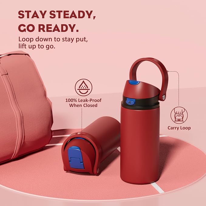 POWCAN 18 oz Steel Water Bottle: 2-in-1 Push-Button Spout & Flip Straw - Image 4