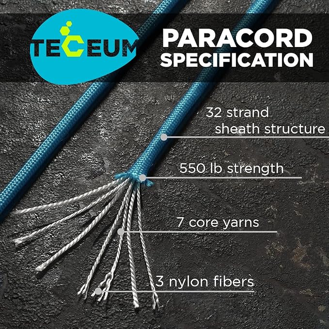 TECEUM 5/32" Paracord Rope 1000 – 1000ft / 200ft / 100ft / 50ft – Tactical - Image 2