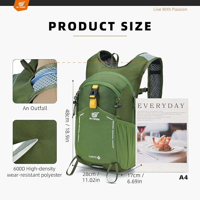 SKYSPER Small Hiking Backpack - 25L Travel Daypack Lightweight Bag Water - Image 5
