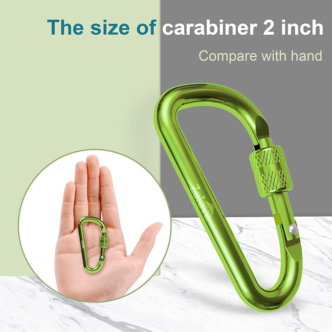 6PCS Carabiner Keychain, 2 inch Aluminum D-Clip Caribeener - Image 3