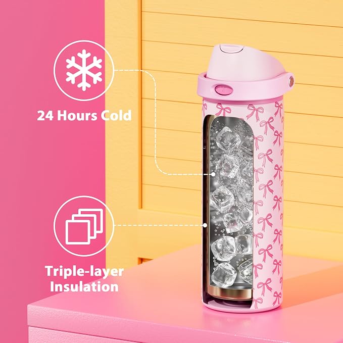 24 oz Insulated Water Bottle for Women: Meoky Stainless Steel Metal Water Bottle - Image 3