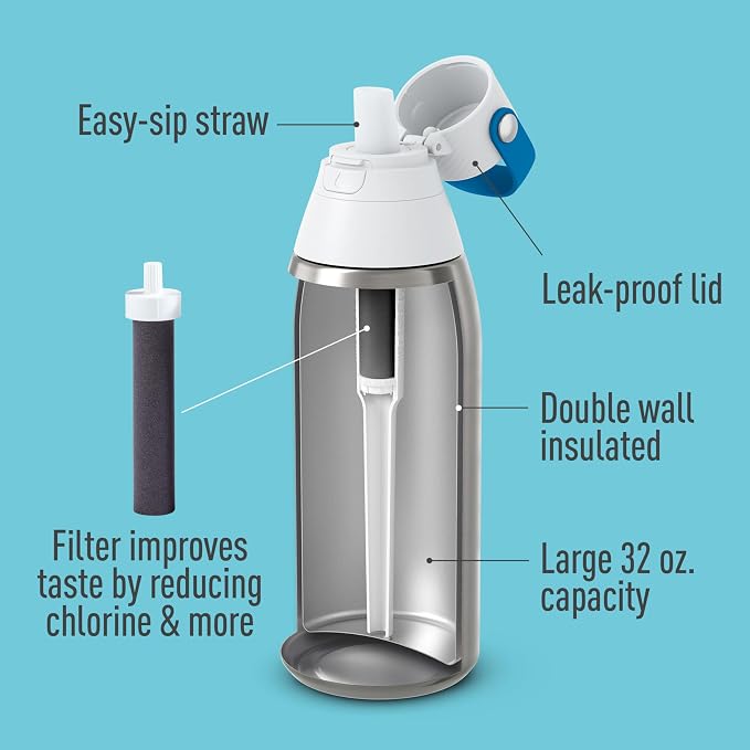 Brita Stainless Steel Premium Filtering Water Bottle, Replaces 300 Plastic - Image 2