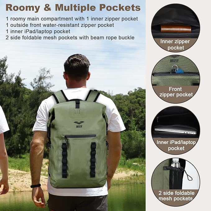 MIER Dry Bag Waterproof Backpack 30L Dry Sack Heavy Duty Roll-Top Closure - Image 3
