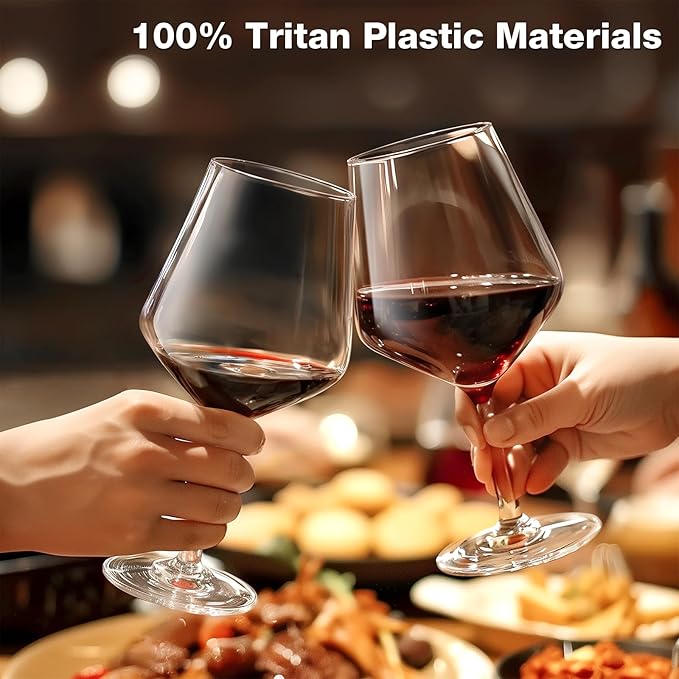 Hlukana Unbreakable Wine Glasses Set of 6, 16 oz Plastic Wine Glasses - Image 3