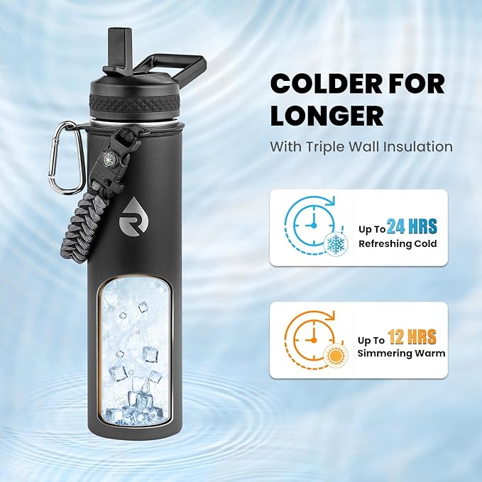 RAYMYLO Insulated Water Bottle 24oz, Triple Wall Vacuum Stainless Steel - Image 2