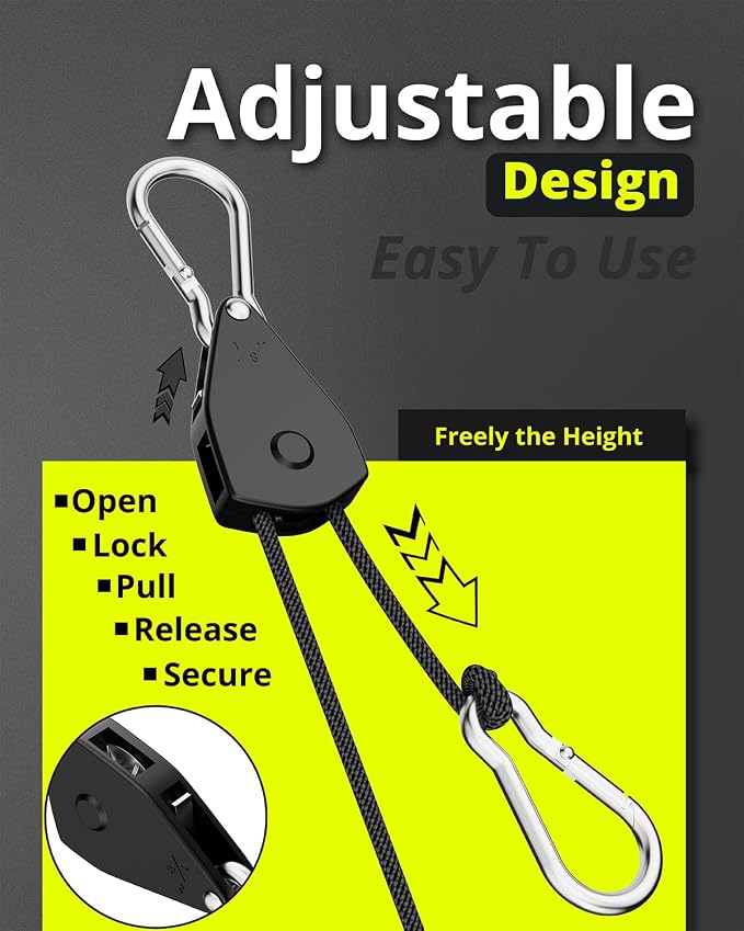 Longer 10ft 1/8" Ratchet Straps Hanger Rope Tie-Down Ratchet Outdoor Windproof - Image 4