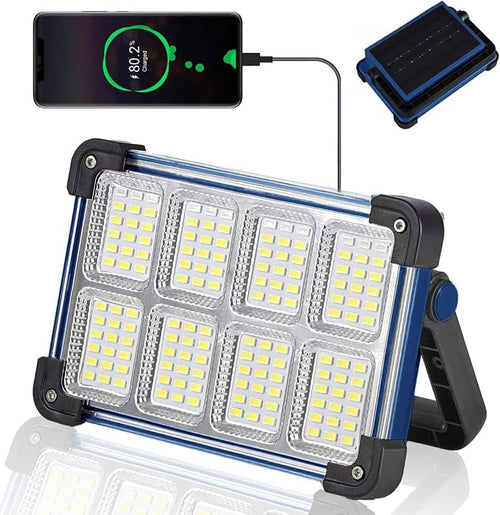 120W Solar Rechargeable Work Light, 144 LED Portable Flood Light by YXQUA