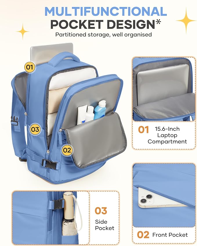 coofay Large Travel Backpack For Women Men Airline Approved Carry On Backpack - Image 5