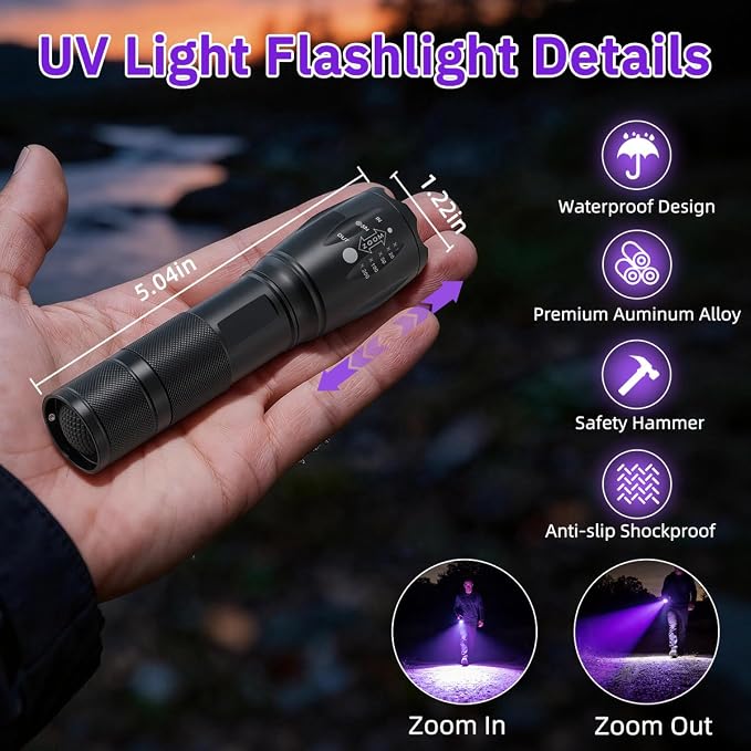 6Pack Small UV Flashlight Black Light, 395nm UV Light Flashlights, Portable LED - Image 2