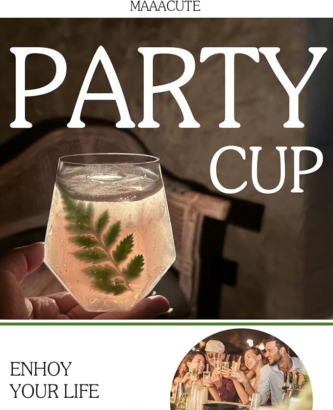 Maaacute 40 Pack Plastic Stemless Wine cocktail Whiskey Champagne Glasses - Image 2
