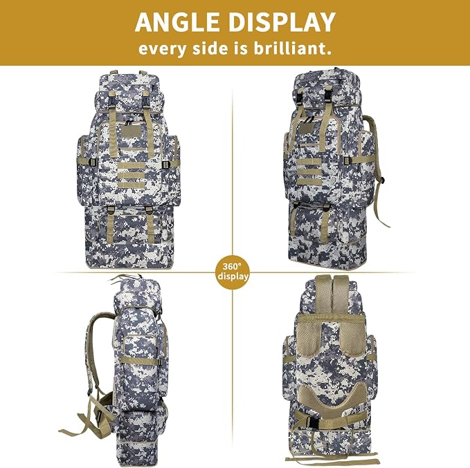 Hiking Backpack, 100L Large Camping Backpack, Expandable Waterproof MOLLE - Image 2
