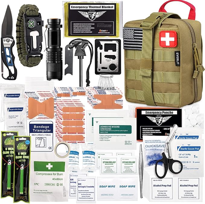 EVERLIT 250 Pieces Survival First Aid Kit IFAK EMT Molle Pouch Survival Kit by EVERLITSURVIVAL