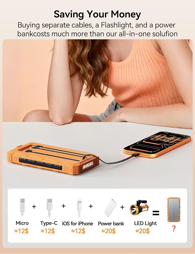 Solar-Charger-Power-Bank - 20000mah Solar Powered Battery Charger Cell Phone - Image 11