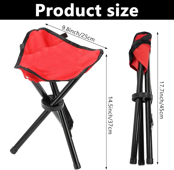 Travel Folding Camping Stool, 17.7 Inch Outdoor Tripod Seat Portable Fishing - Image 2