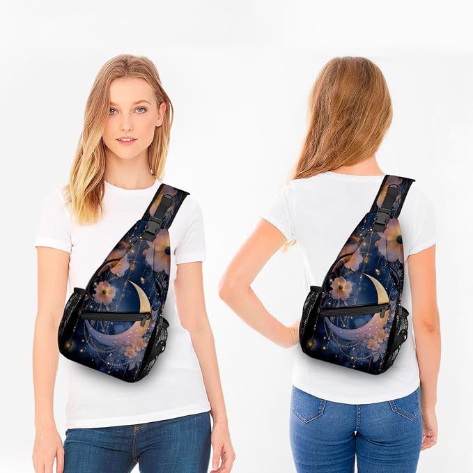 FyLybois Moon Sling Bag for Women Lightweight Crossbody Backpack Casual Daypack - Image 3