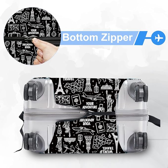 ANNA QUEEN Travel Seamless Pattern Luggage Cover -Stretchable Airplane Suitcase - Image 5