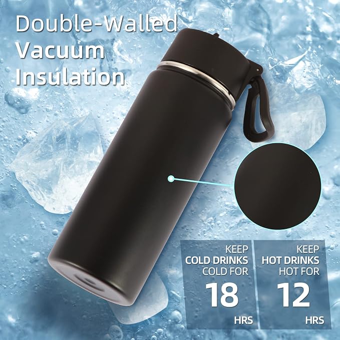Volhoply 18oz Insulated Water Bottle Bulk 8 Pack, Kids Stainless Steel Water - Image 2