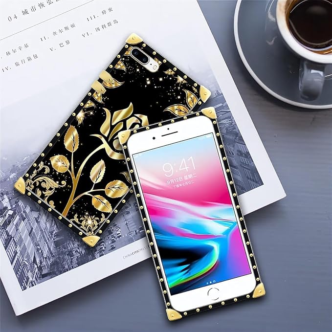 Compatible with iPhone 8 Plus 7 Plus Case, Shine Gold Rose Luxury Golden - Image 6