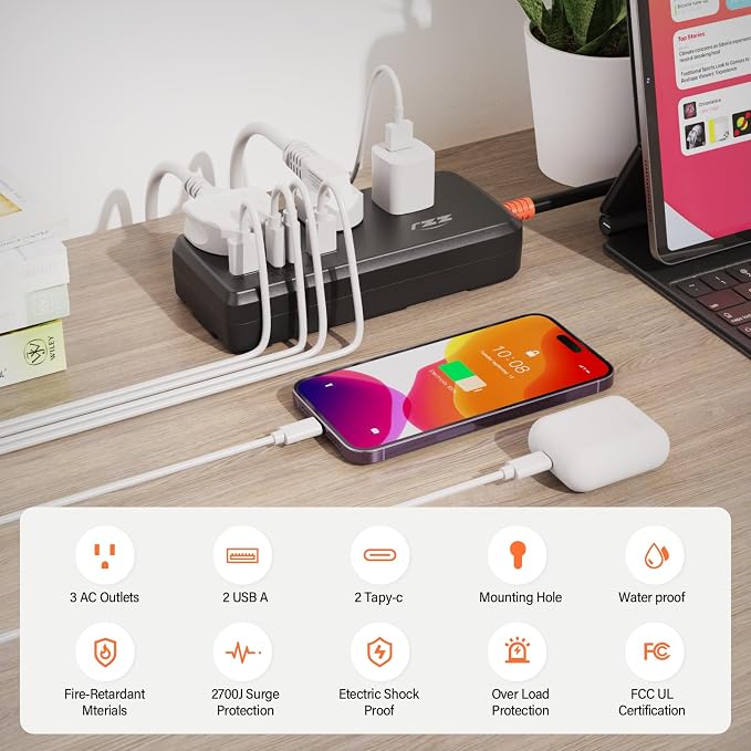 Outdoor Power Strip Weatherproof, IPX6 Waterproof Surge Protector - Image 2