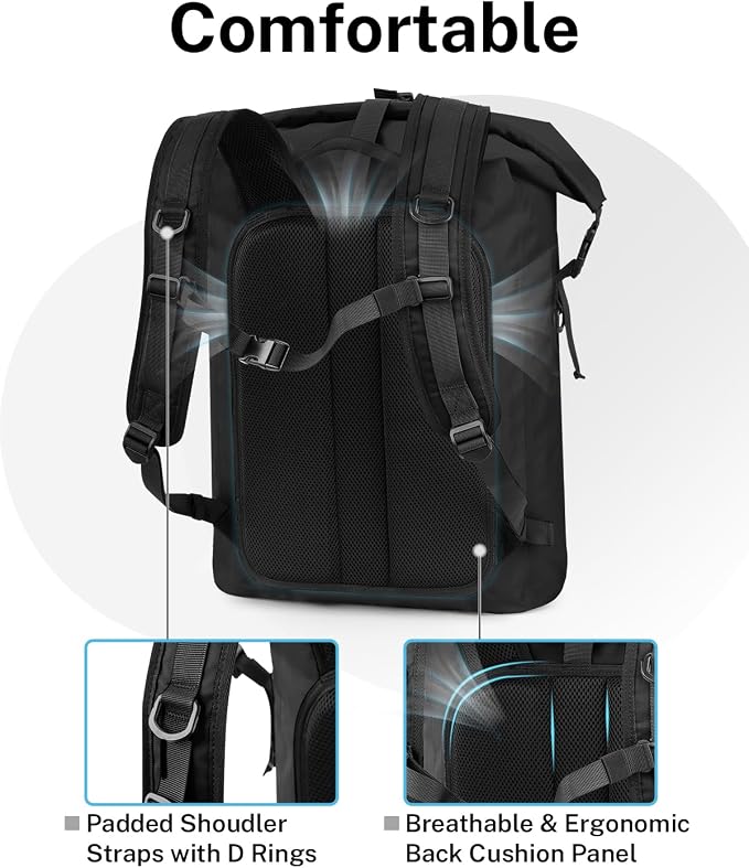 Gonex Ultralight Waterproof TPU Backpack, 55L Roll Top Dry Bag - Image 4