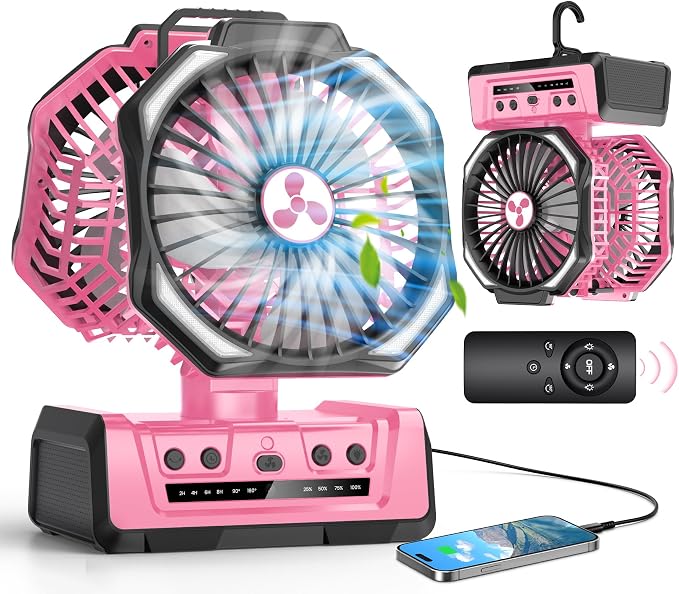 Dual Head Portable Rechargeable Fan 20000mAh Battery Powered Camping Fan by OnlyNewforYourLife