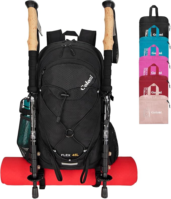 Goloni 45L Hiking Backpack Lightweight Foldable, Waterproof Camping Backpack by GoloniYourStyleYourRule