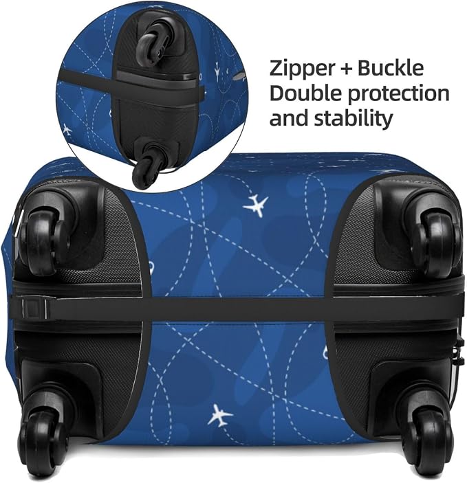 Travel Luggage Cover with Airplane & Route Pattern, Suitcase Protector - Image 4