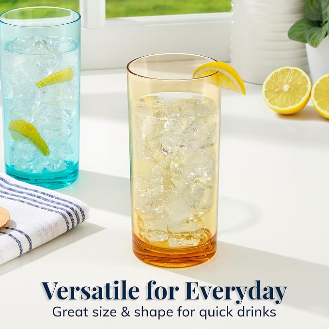 US Acrylic Classic Plastic Reusable Drinking Glasses 16oz Water Cups Assorted - Image 3