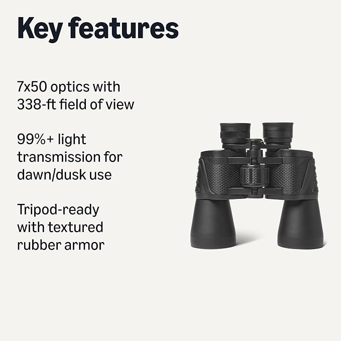 Amazon Basics 7x50 High Power Binoculars, Wide Field of View, FMC Optics - Image 2