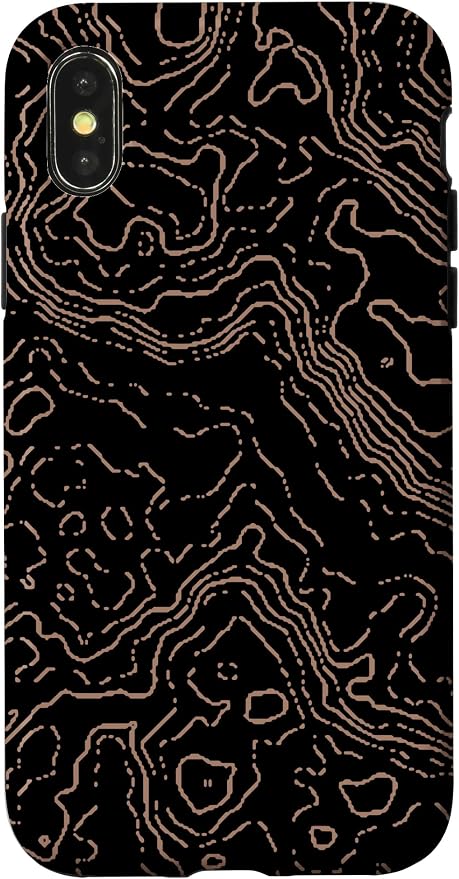 Topography Black & Brown Abstract Pattern Topographic Map Case by Unknown